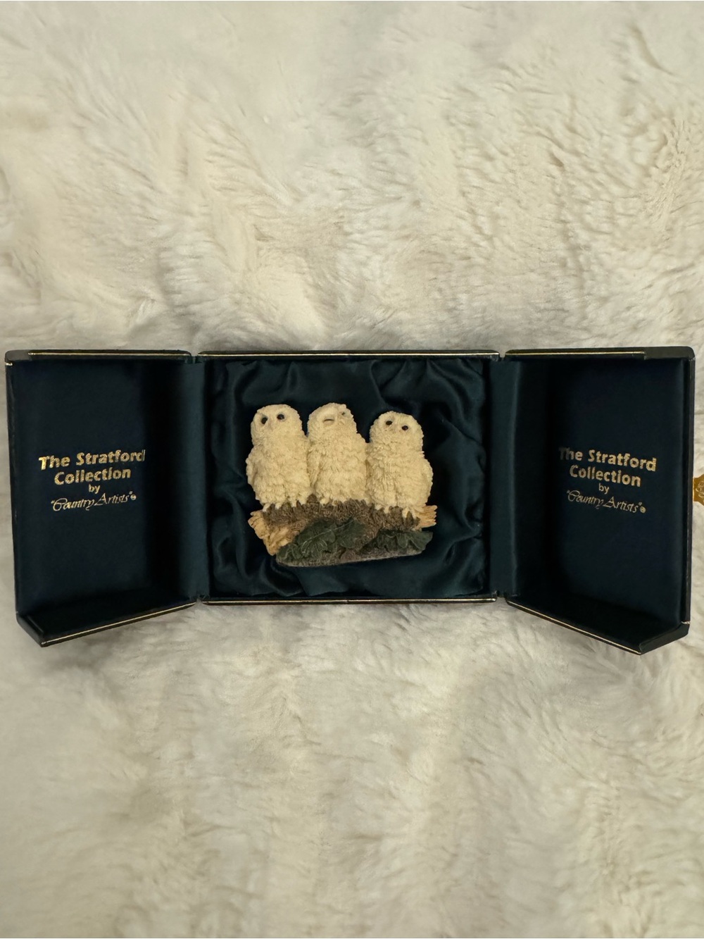 The Stratford Collection Three Owl Figurine - Cream